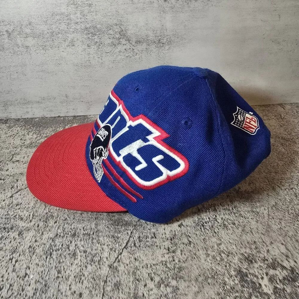 Vintage 90s Reebok New York Giants Snapback Hat Cap NFL Pro Line Wool Blue Red - Picture 4 of 7